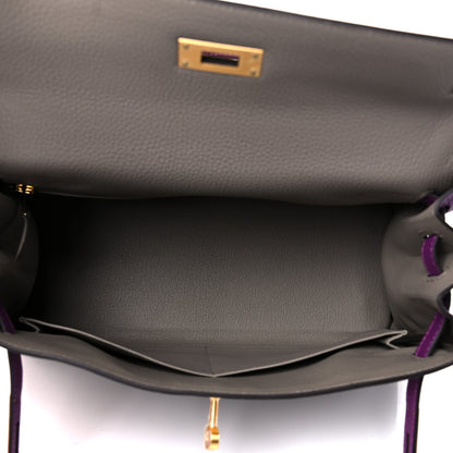 Hermes Togo Horseshoe Kelly Retourne 28 Gris Asphalte Anemone 5 of 15