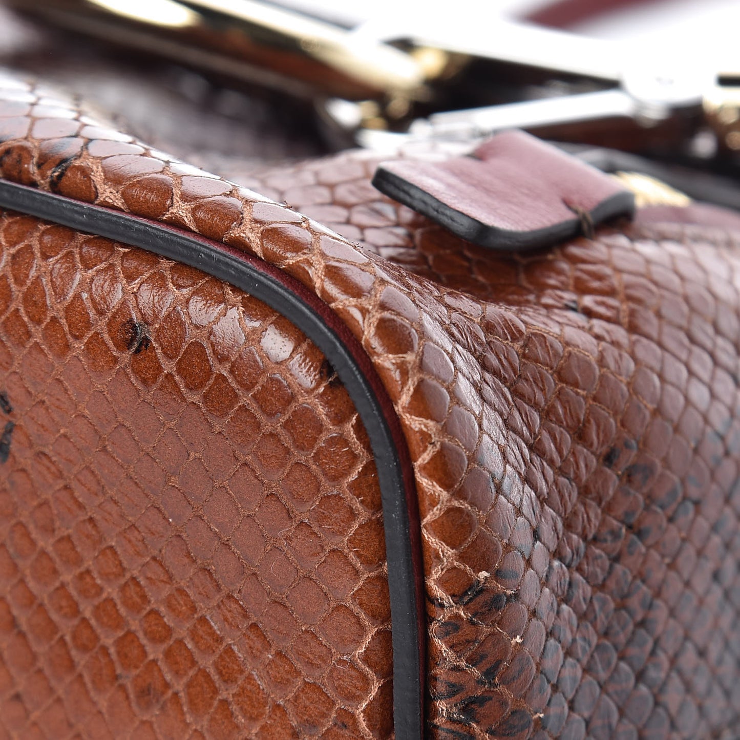 Calfskin Watersnake Embossed Mini Faye Backpack Sepia Brown