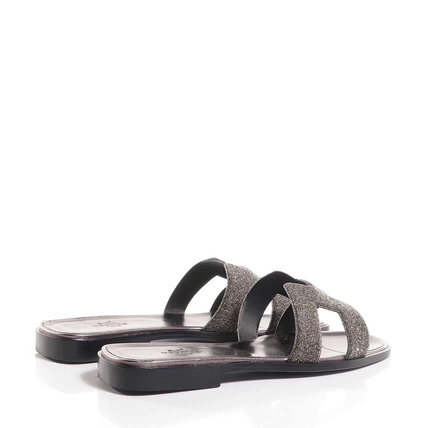 Hermes Suede Goatskin Oran Sandals 37.5 Grey Bleu Crystal Powder 3 of 7