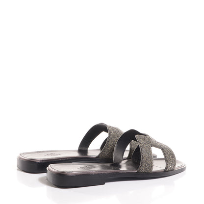 Hermes Suede Goatskin Oran Sandals 37.5 Grey Bleu Crystal Powder 3 of 7