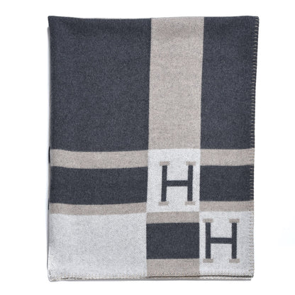 Hermes Wool Cashmere Avalon Bayadere Blanket Galet Ecru 1 of 4