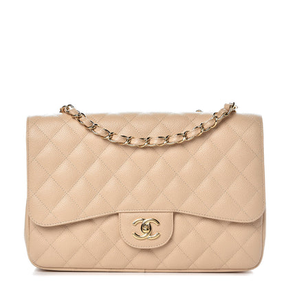 Chanel Caviar Quilted Jumbo Single Flap Beige Clair 1 of 7