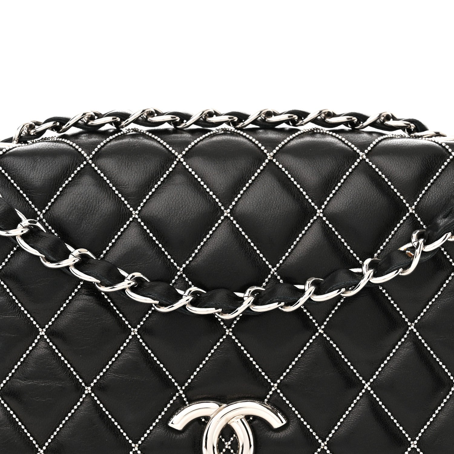 Chanel Lambskin Studded Medium Metal Beauty Flap Black 8 of 11