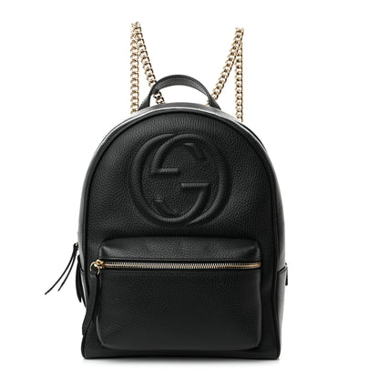 Gucci Pebbled Calfskin Soho Chain Backpack Black 1 of 11