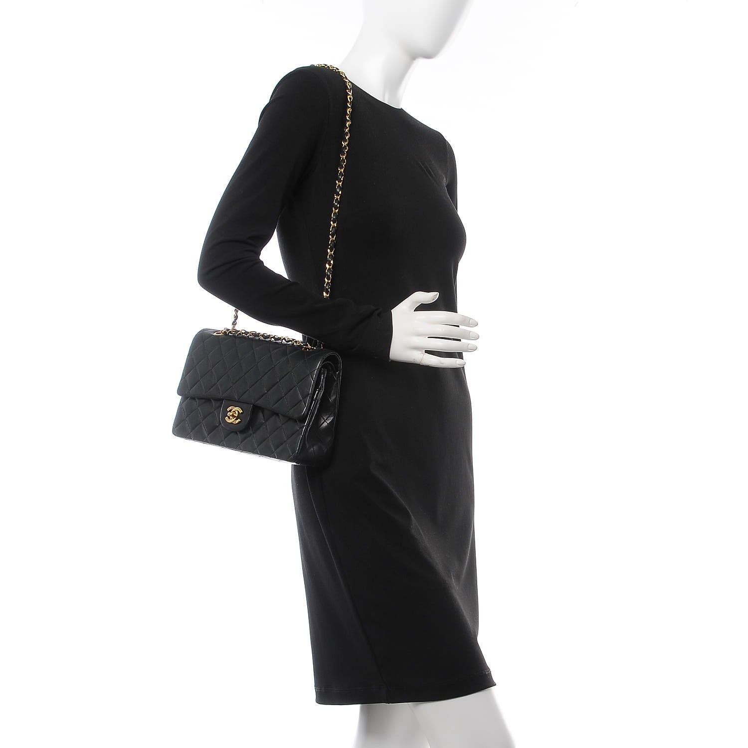 Chanel Lambskin Quilted Medium Double Flap Black 2 of 9