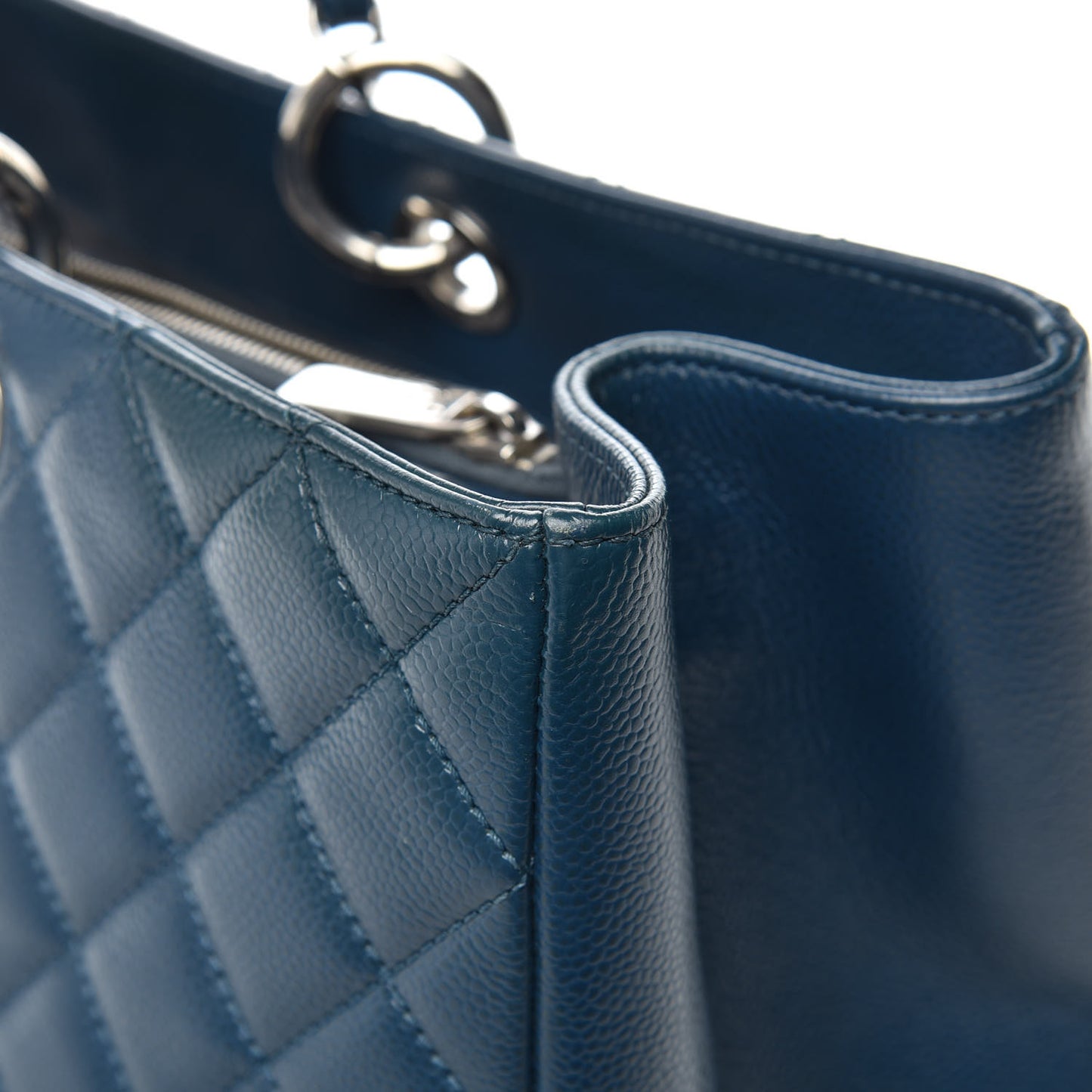 Caviar Quilted XL Grand Shopping Tote GST Navy Blue