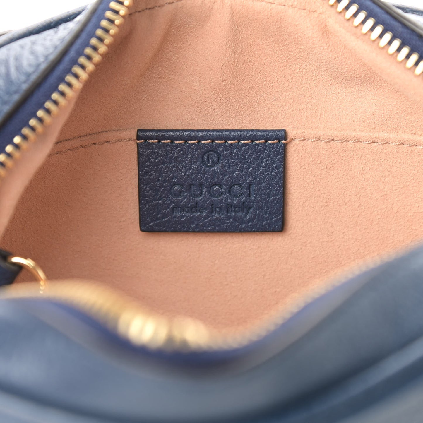 Textured Calfskin Web Mini Ophidia Shoulder Bag Blue Agata