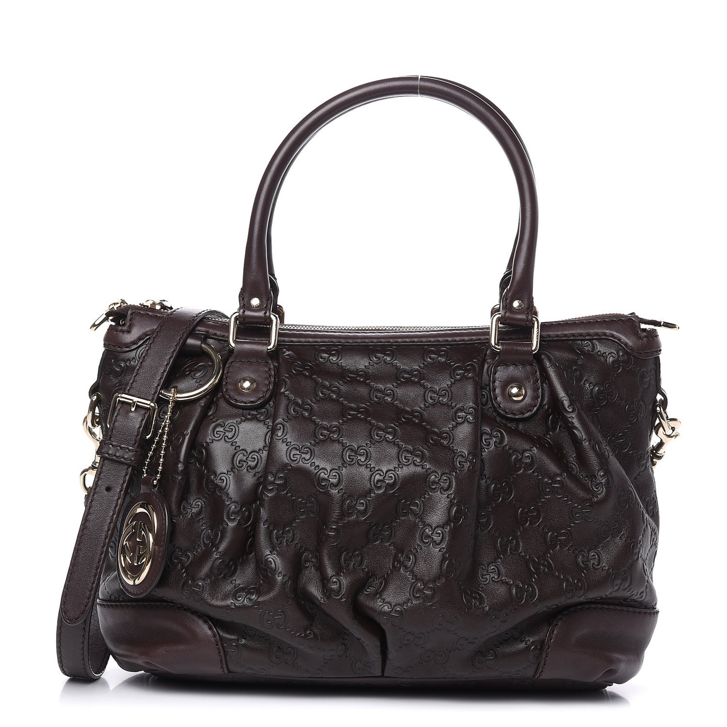 Guccissima Medium Sukey Top Handle Bag Dark Brown