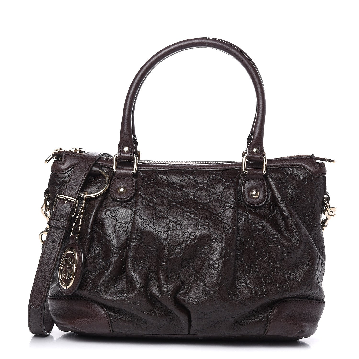 Gucci Guccissima Medium Sukey Top Handle Bag Dark Brown 1 of 12