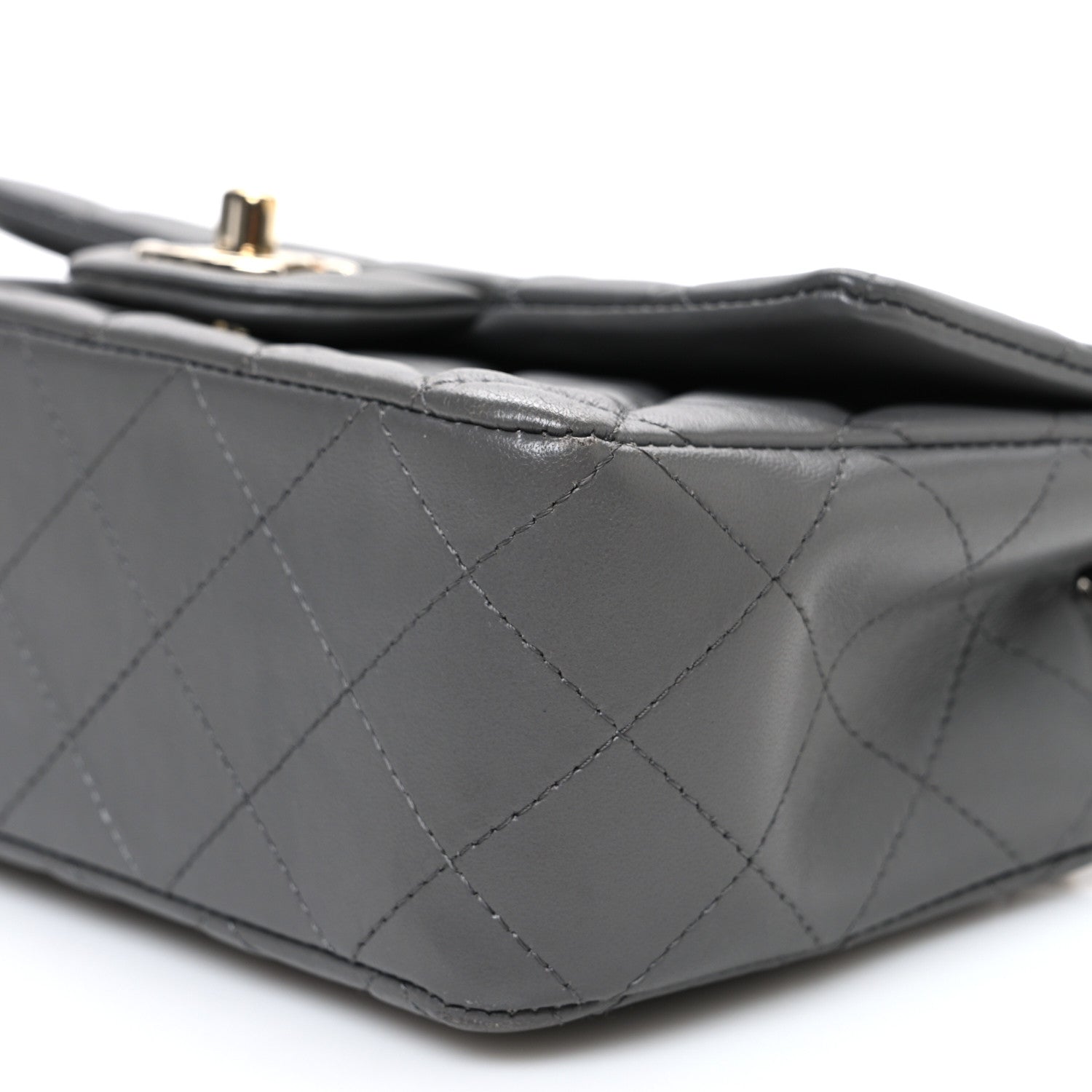 Chanel Lambskin Quilted Mini Rectangular Flap Dark Grey 10 of 11