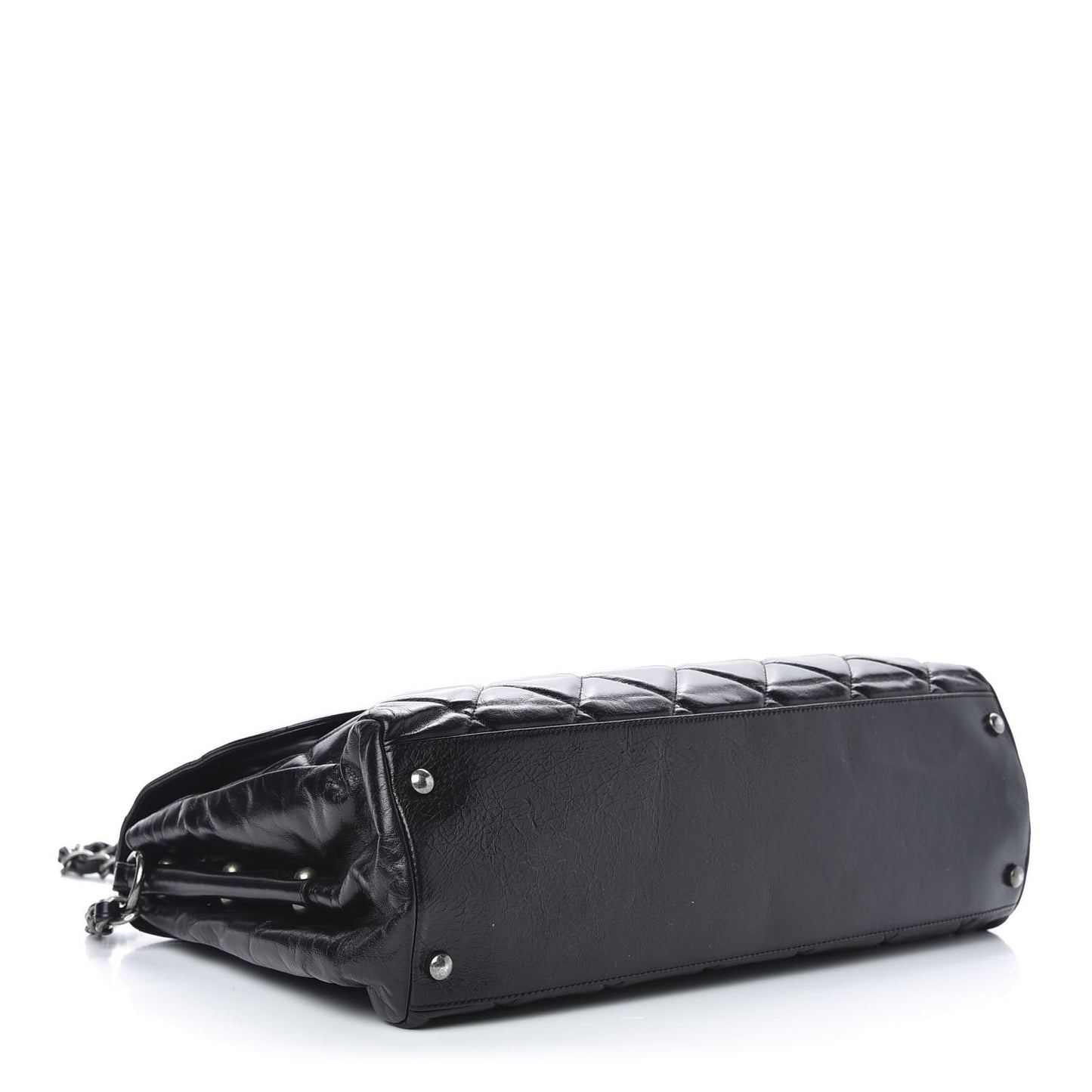 Glazed Calfskin Boy Satchel Flap Black
