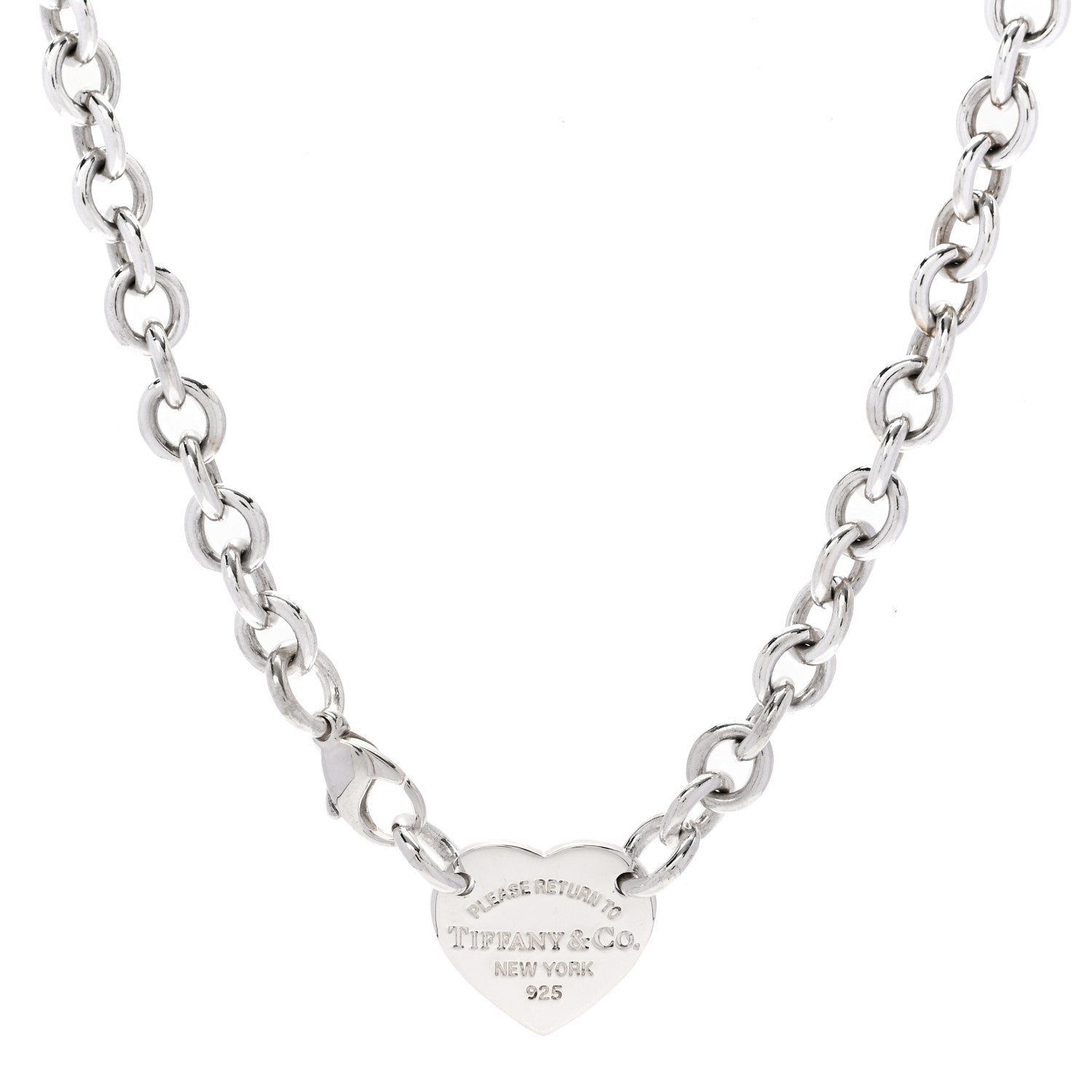 Tiffany Sterling Silver Return to Tiffany Heart Tag Choker Necklace ...