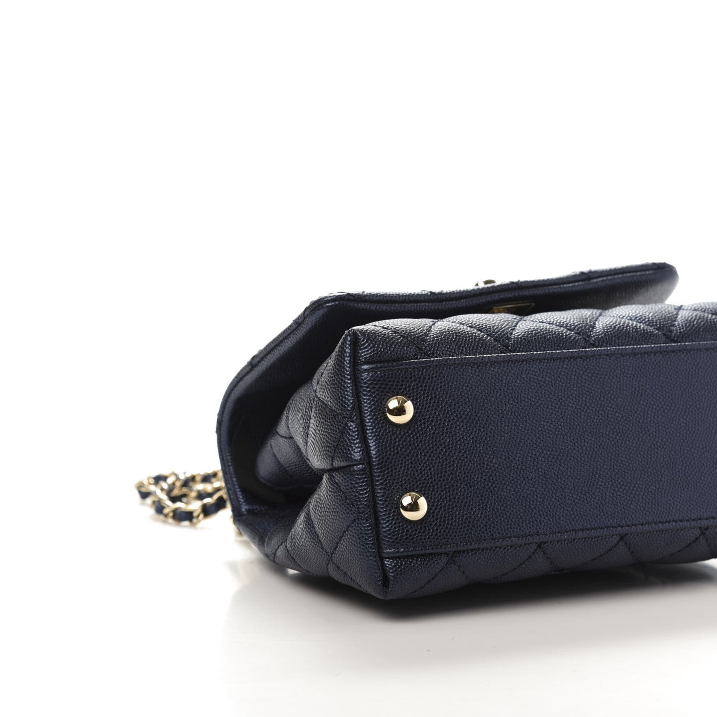 Metallic Caviar Quilted Extra Mini Coco Handle Flap Dark Blue