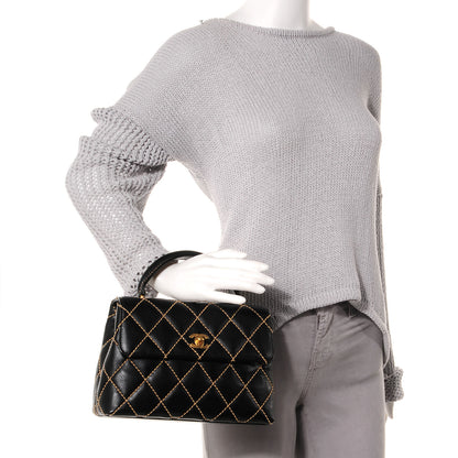 Chanel Leather Wild Stitch Kelly Flap Bag Black 2 of 8
