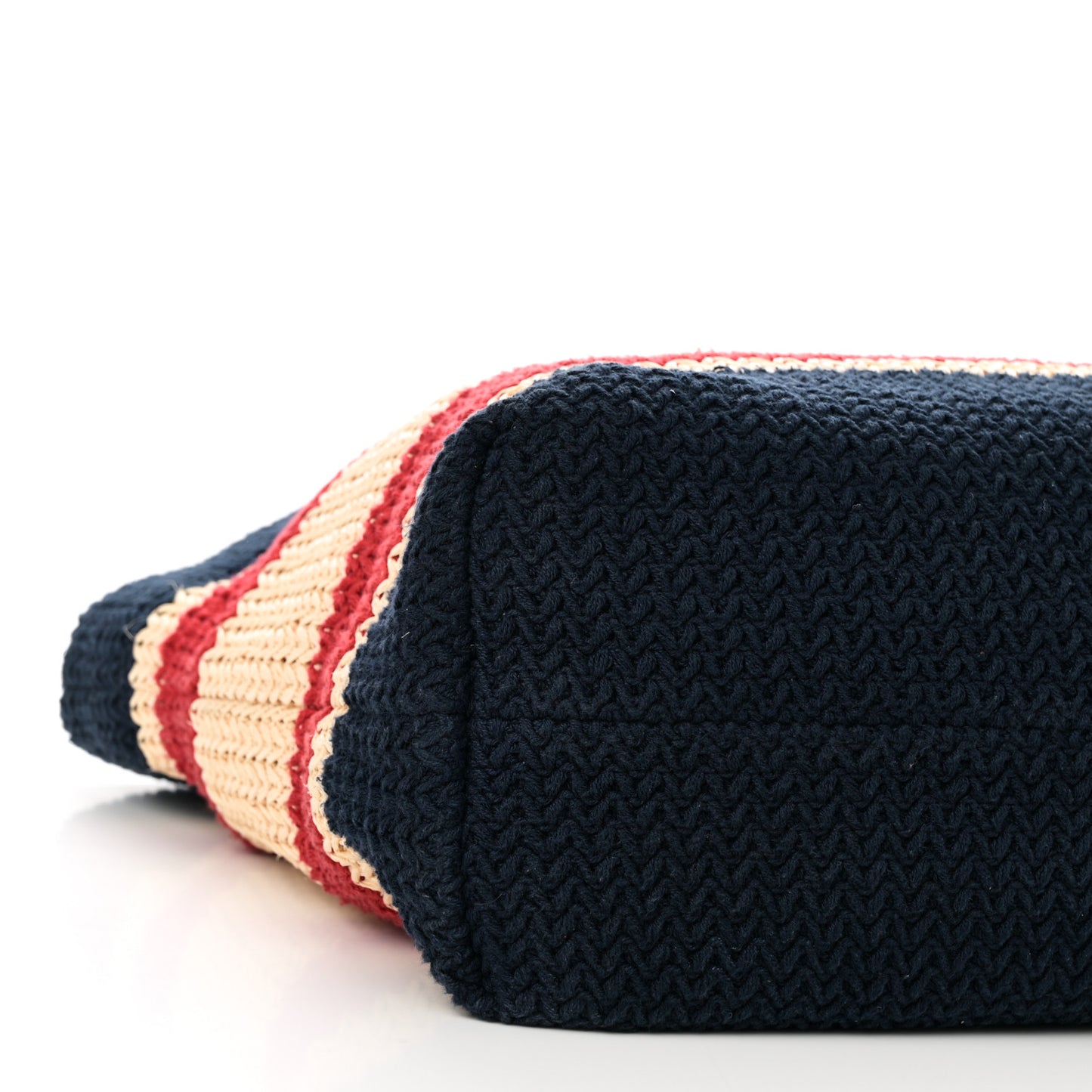 Raffia Effect Crochet Large Woven Tote Natural Blue