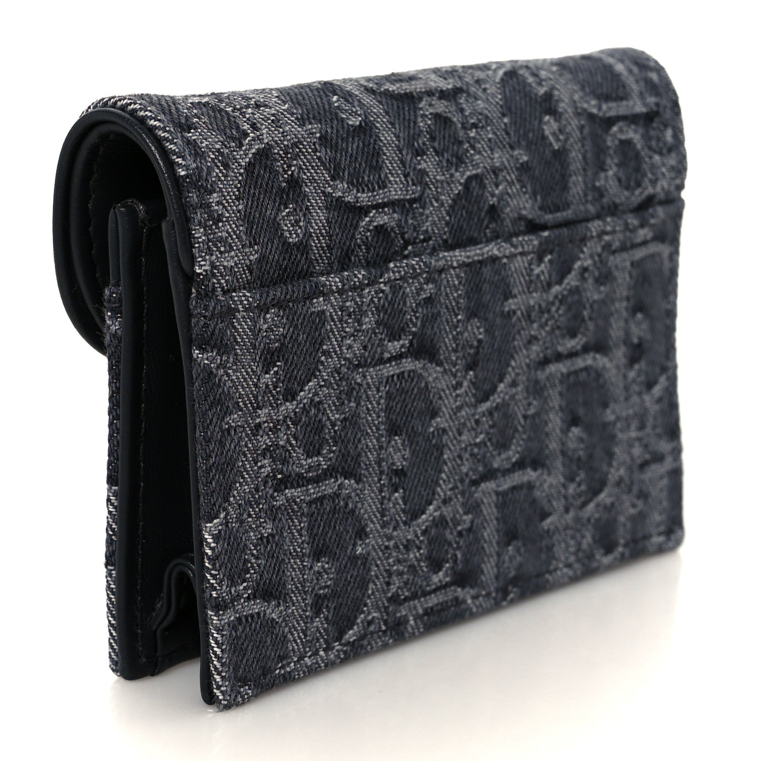 Christian Dior Denim Oblique Saddle Bloom Card Holder Grey 3 of 8