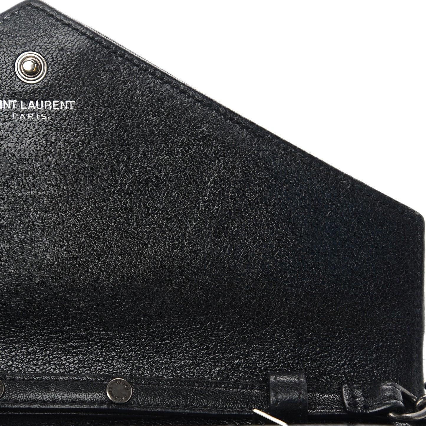Sheepskin Tri-Quilt Monogram Envelope Chain Wallet Black