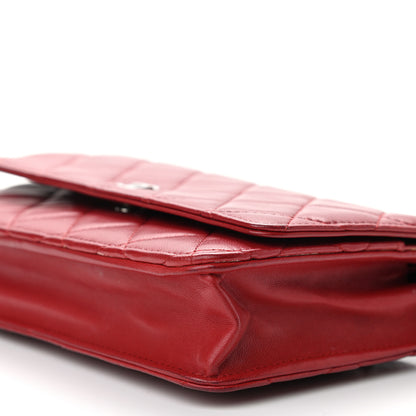 Chanel Lambskin Quilted Wallet On Chain WOC Red 11 of 11