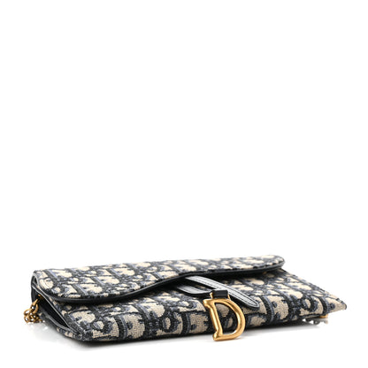 Christian Dior Oblique Saddle Chain Long Wallet Blue 5 of 10