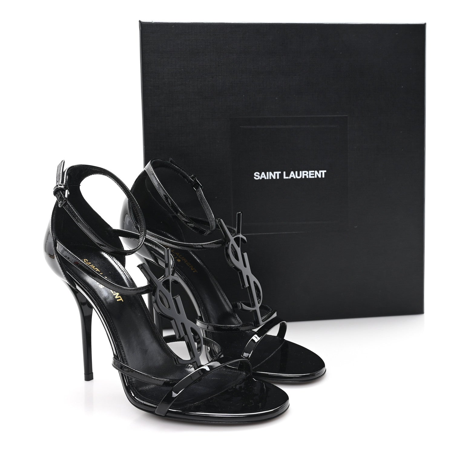 Saint Laurent Vernice Chiffon Cassandra 100 Ankle Strap Sandals 39 Black 10 of 10