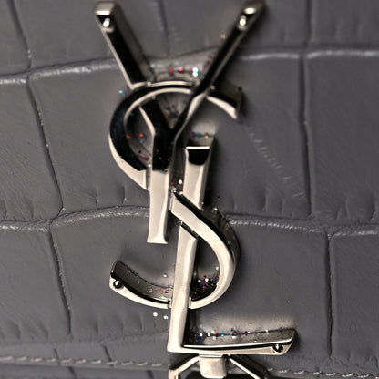 Saint Laurent Calfskin Crocodile Embossed Kate Monogram Tassel Chain Wallet Fog 11 of 11