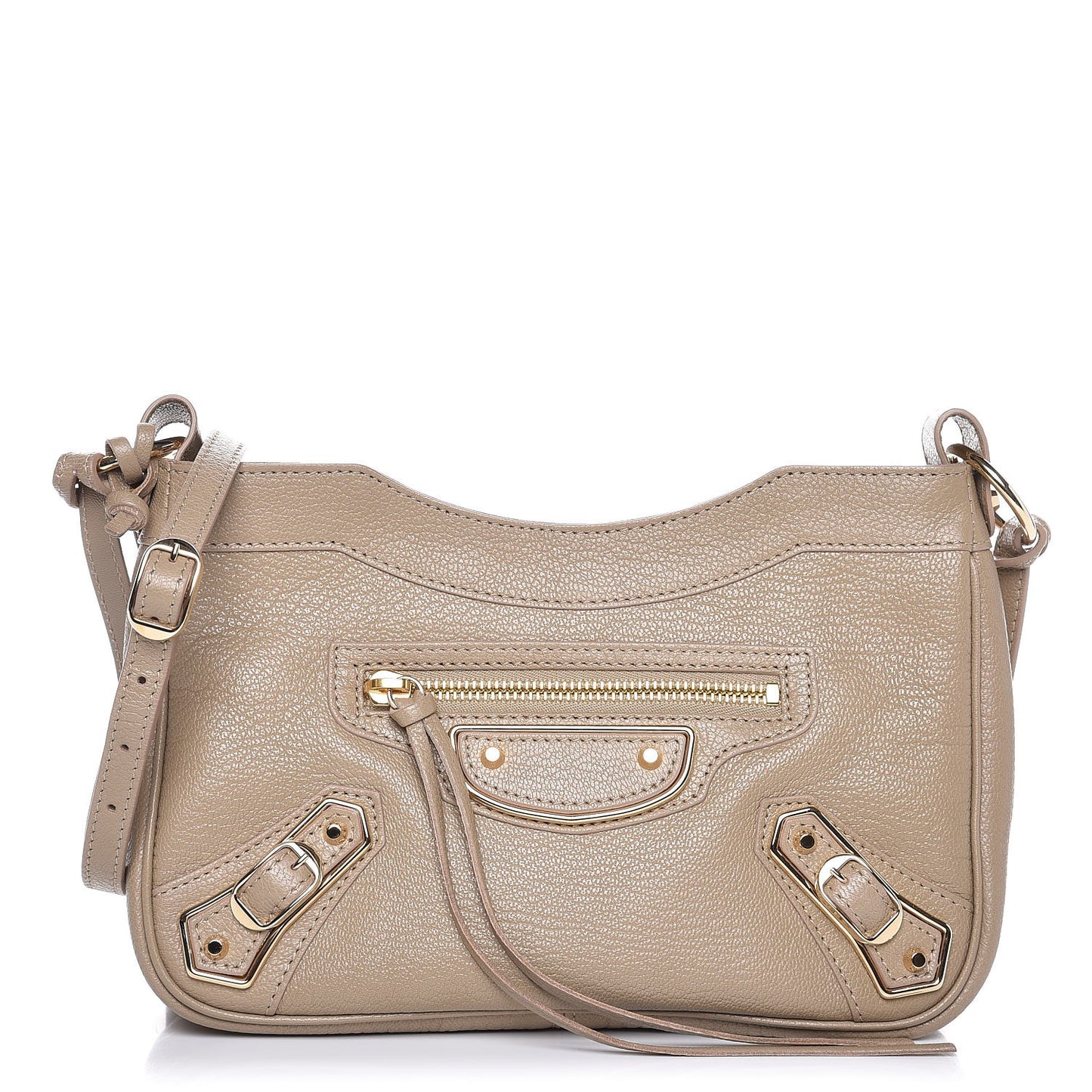 Chevre Gold Metallic Edge Hardware Hip Beige Latte