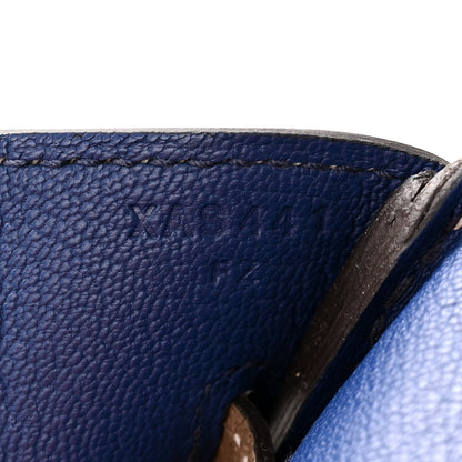 Hermes Chevre Mysore Horseshoe Birkin 30 Etoupe Blue Saphir 7 of 11