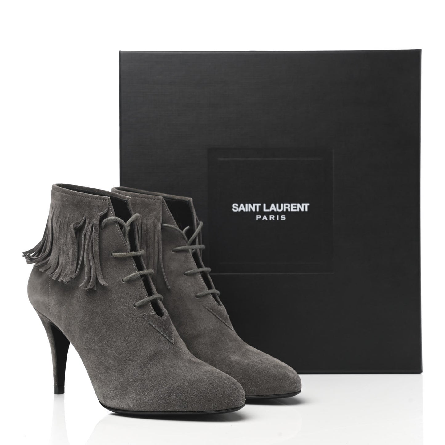 Suede Fringe Anita 85mm Ankle Boots 35.5 Dark Grey