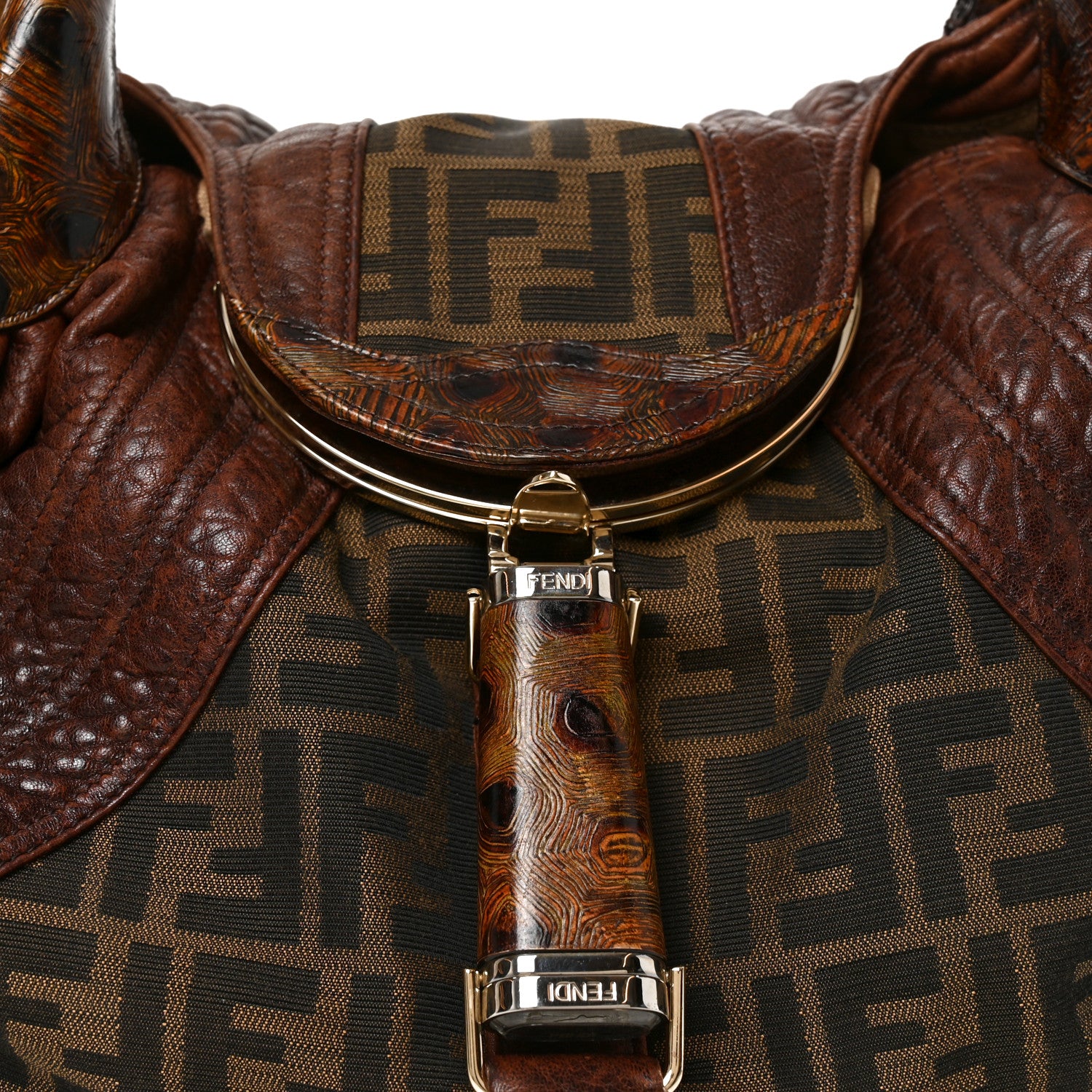Fendi Zucca Nappa Nuvolata Vitello Tortuga Spy Tobacco Moro 9 of 11