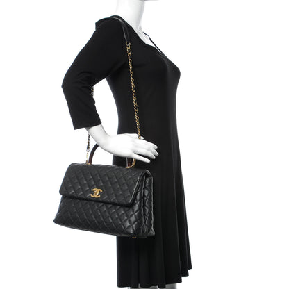 Chanel Caviar Lizard Quilted Medium Coco Handle Flap Black 2 of 9