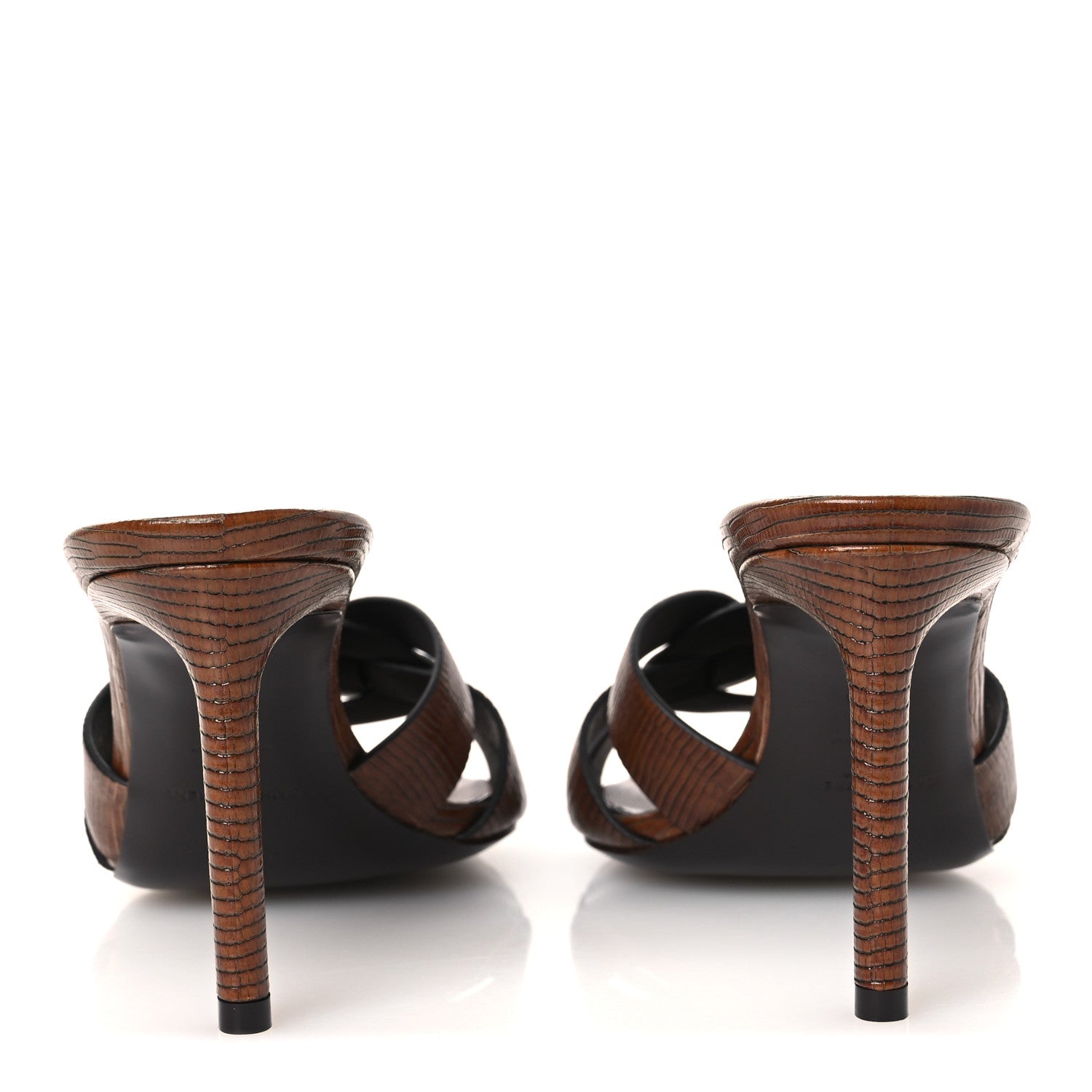 Saint Laurent Calfskin Sahara Lizard Embossed Tribute 85 Slide Sandals 37.5 Almond Brown 6 of 11
