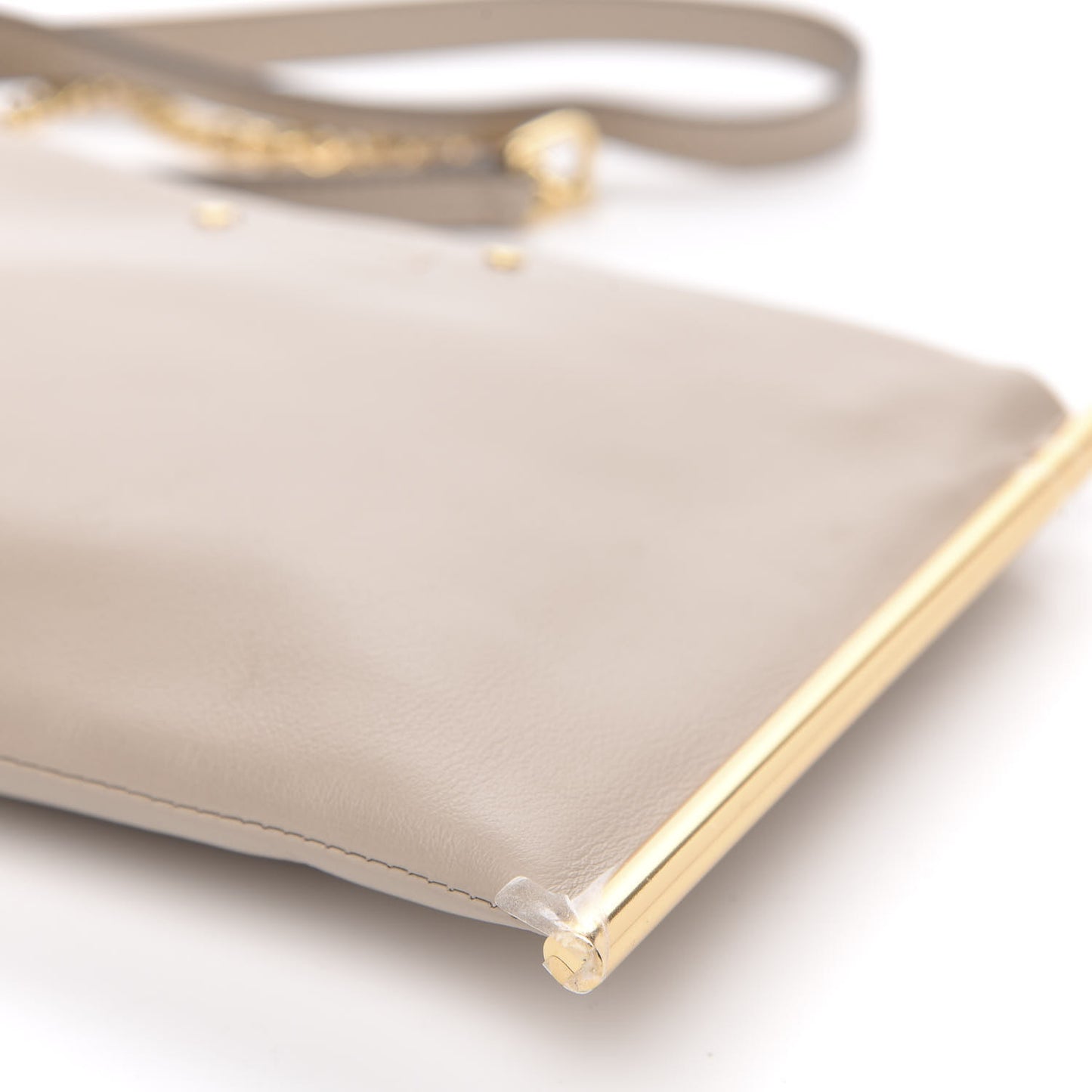 Calfskin Mini Roy Chain Pouch Pearl Beige