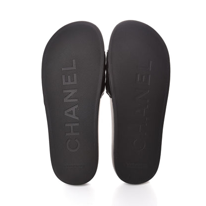 Chanel Lambskin Quilted CC Mules Sandals 37 Black 5 of 9