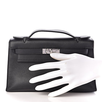 Hermes Swift Kelly Pochette Clutch Black 2 of 9