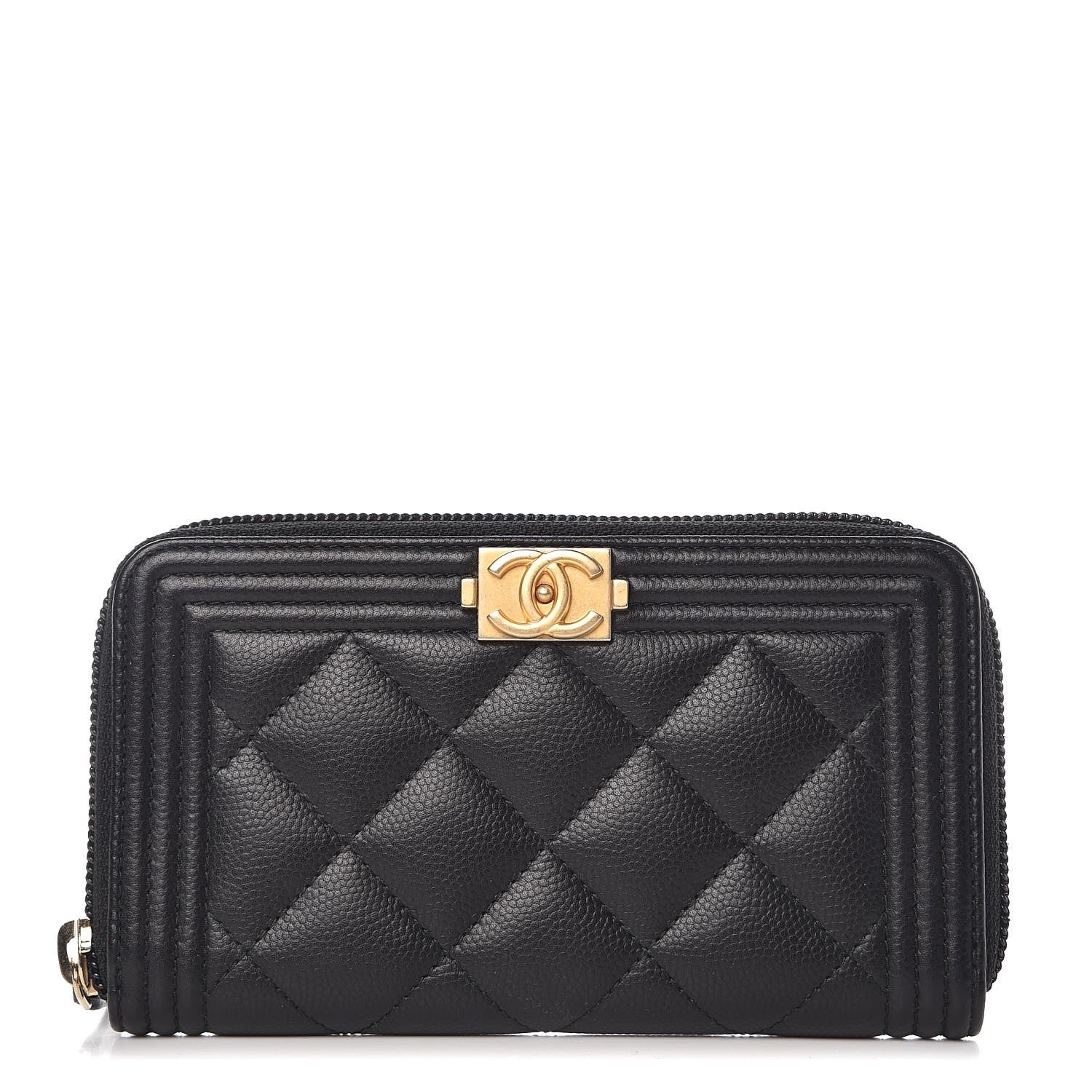 Chanel Caviar Quilted Small Boy Zip Around Wallet Black 1 of 9