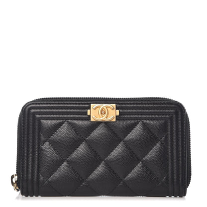 Chanel Caviar Quilted Small Boy Zip Around Wallet Black 1 of 9