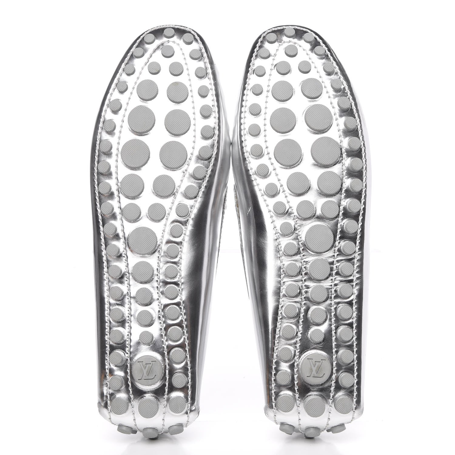 Louis Vuitton Calfskin Monogram Gloria Loafers 41 Silver 5 of 8