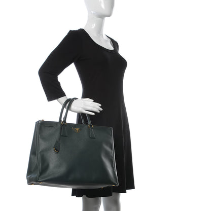 Prada Saffiano Lux Extra Large Galleria Double Zip Tote Smeraldo 2 of 14