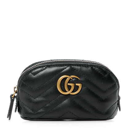 Gucci Calfskin Matelasse GG Marmont Key Pouch Black 1 of 11