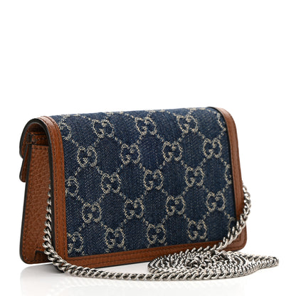 Gucci New Denim GG Monogram Dollar Calfskin Enamel Super Mini Dionysus Shoulder Bag Blue Tea Cuir Epilog Electric Blue 2 of 10