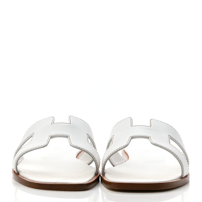 Hermes Box Calfskin Oran Sandals 37.5 White 2 of 8