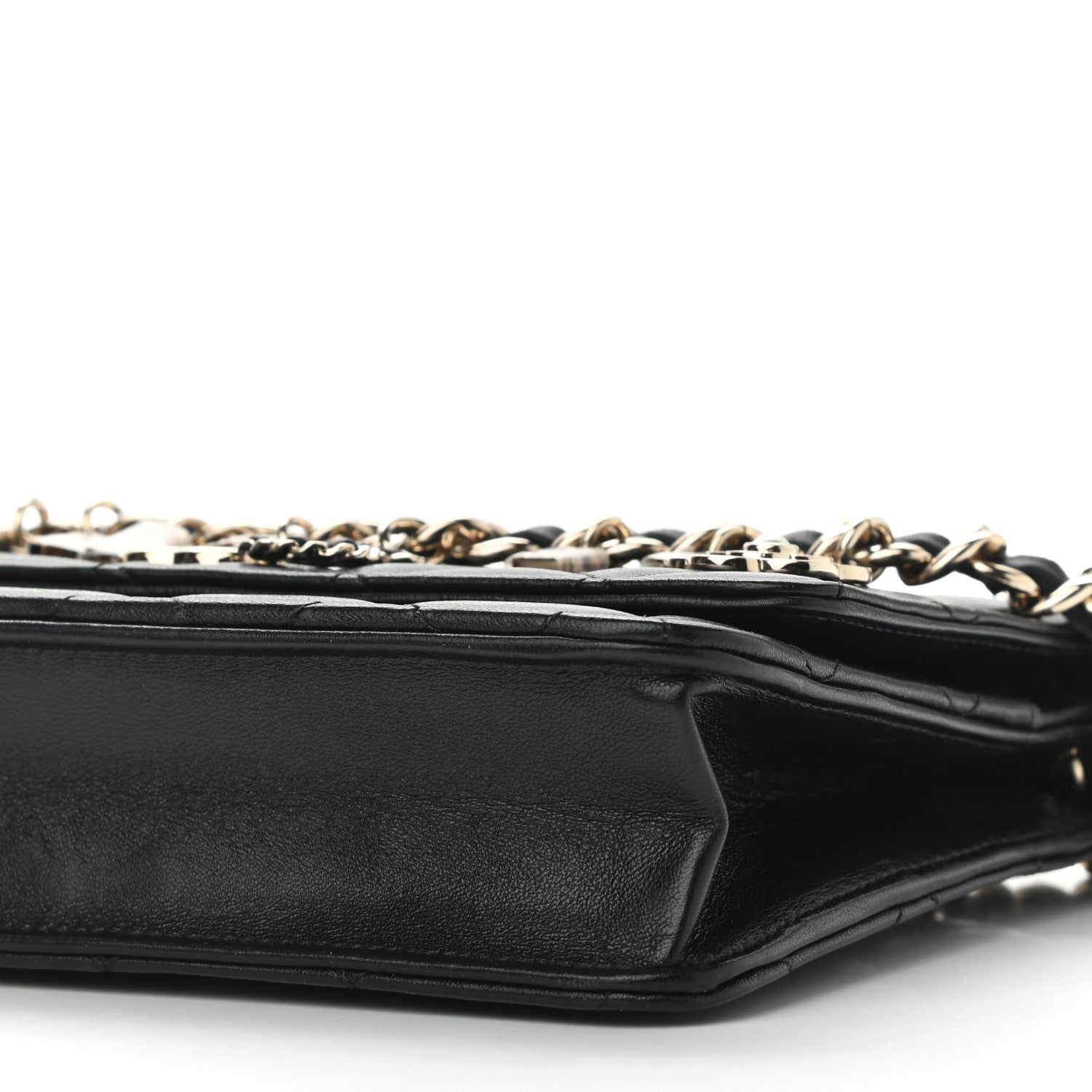 Chanel Lambskin Quilted Coco Charms Wallet On Chain Black 10 of 13