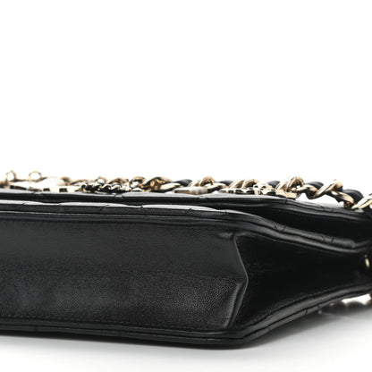 Chanel Lambskin Quilted Coco Charms Wallet On Chain Black 10 of 13