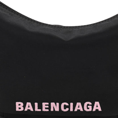 Balenciaga Recycled Sport Nylon Logo Embroidered Wheel Sling Bag Black Candy Pink 8 of 10