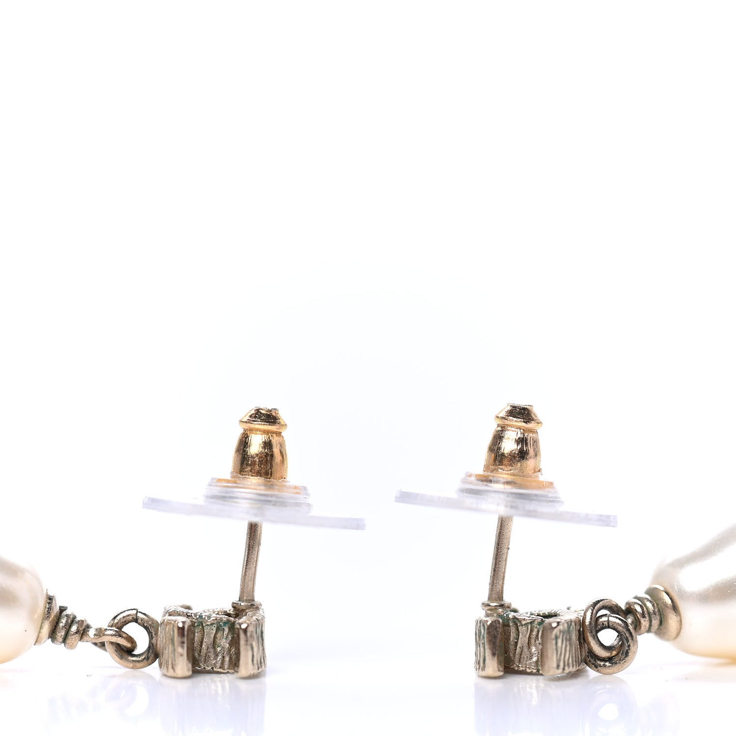 Pearl CC Drop Earrings Gold