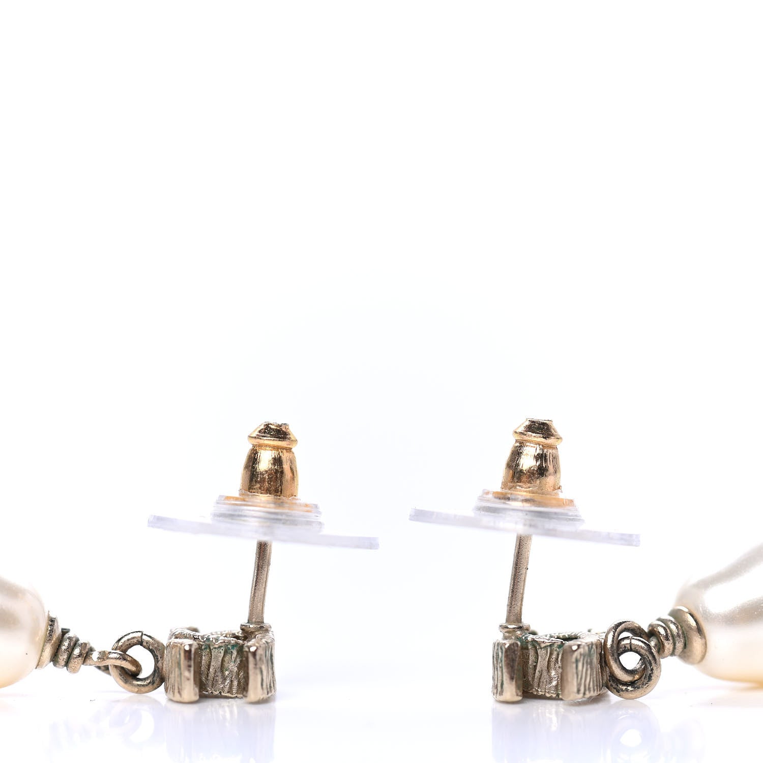 Chanel Pearl CC Drop Earrings Gold 3 of 3