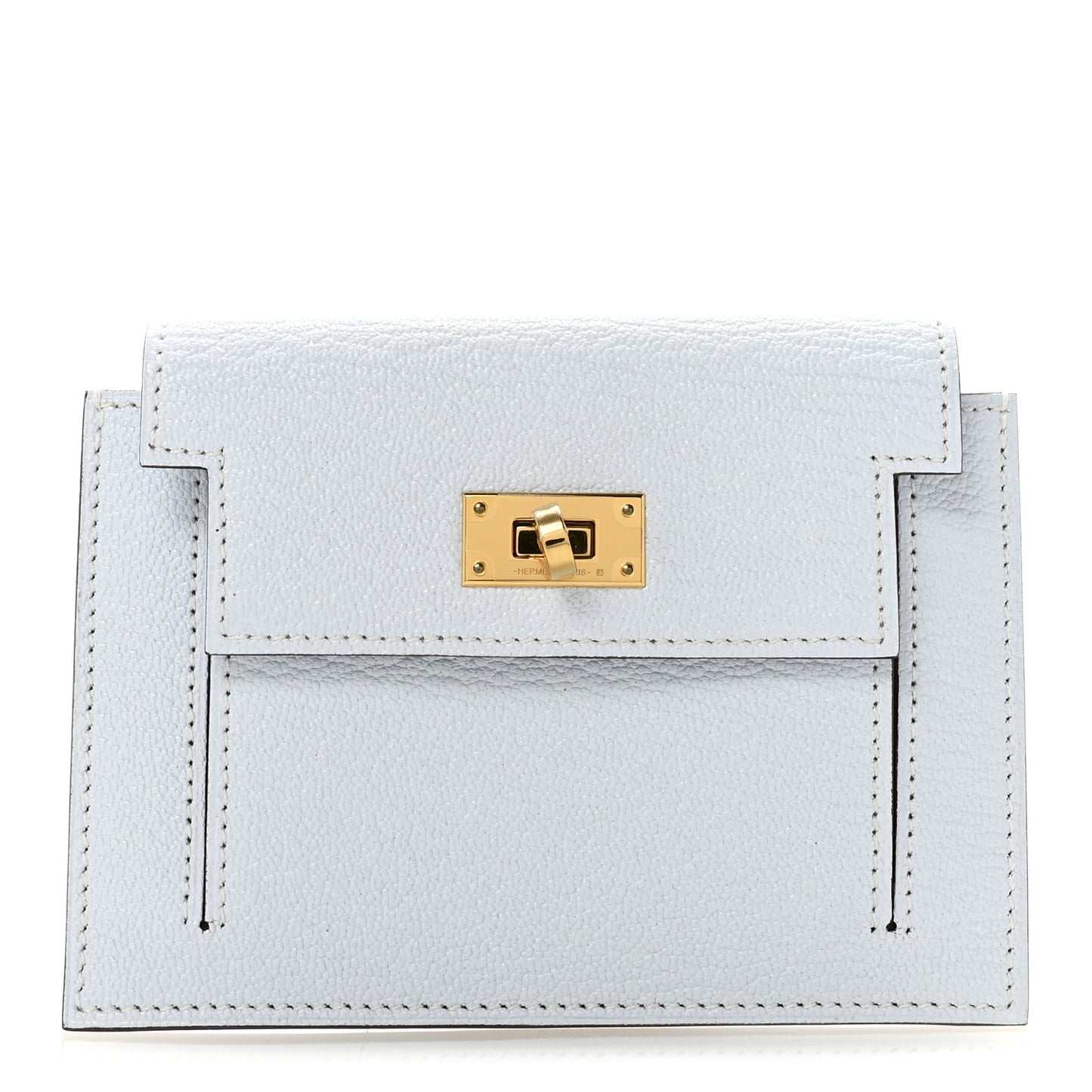 Chevre Mysore Kelly Pocket Compact Wallet Bleu Brume