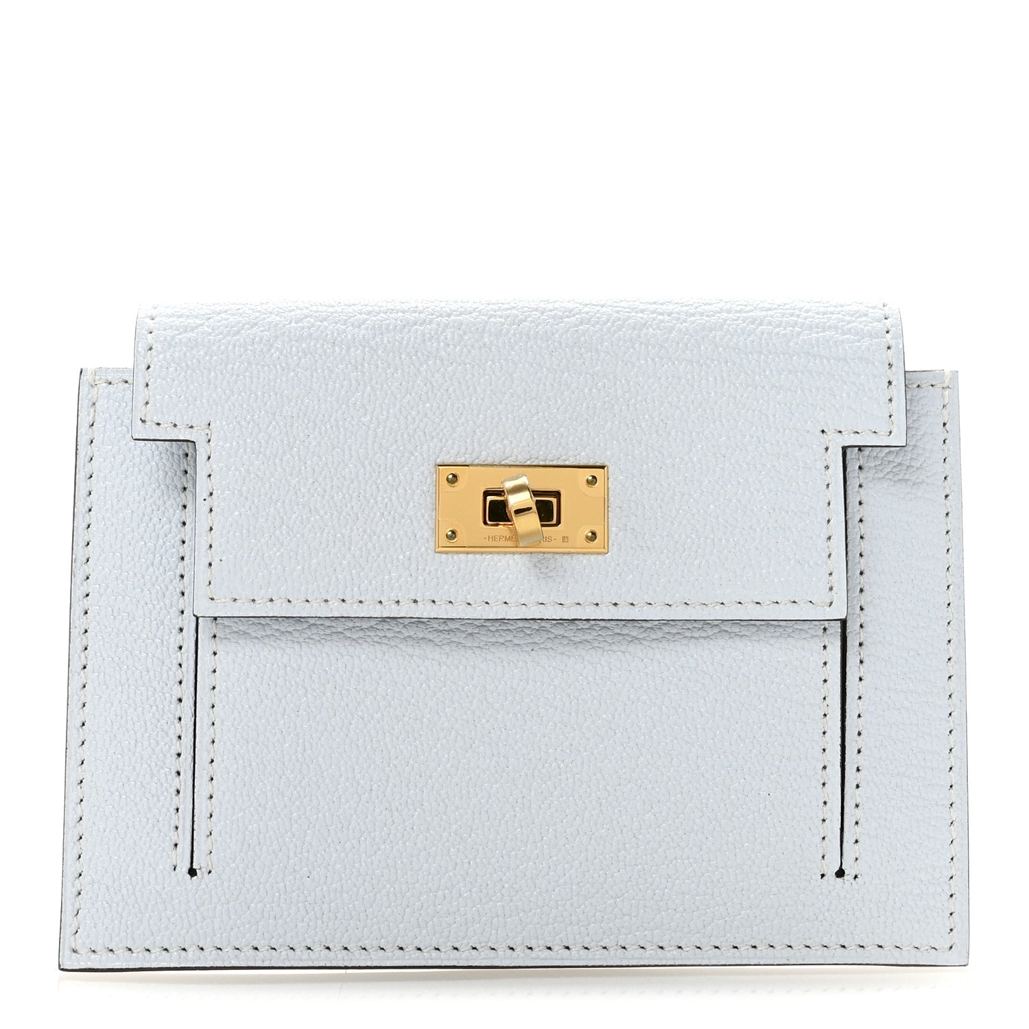 Hermes Chevre Mysore Kelly Pocket Compact Wallet Bleu Brume 1 of 8