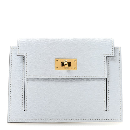 Hermes Chevre Mysore Kelly Pocket Compact Wallet Bleu Brume 1 of 8