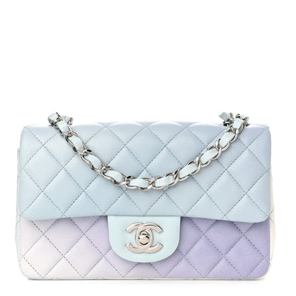 Chanel Perforated Lambskin Quilted Mini Rectangular Flap Light Blue Light Purple White 1 of 11